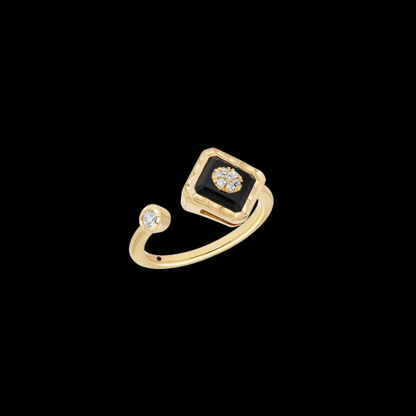 Bague carré Toi & Moi YG / D - O