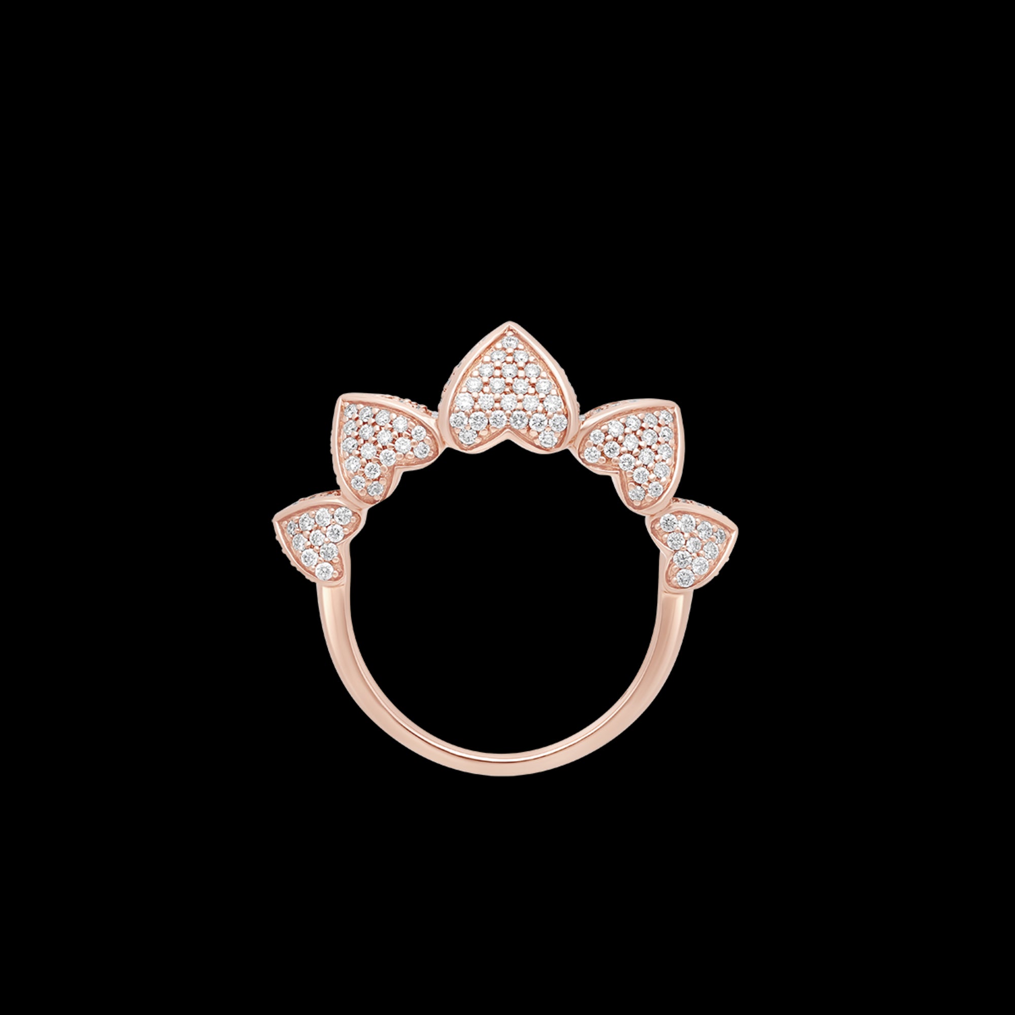 Bague moyen modèle 5 cœurs PG / D